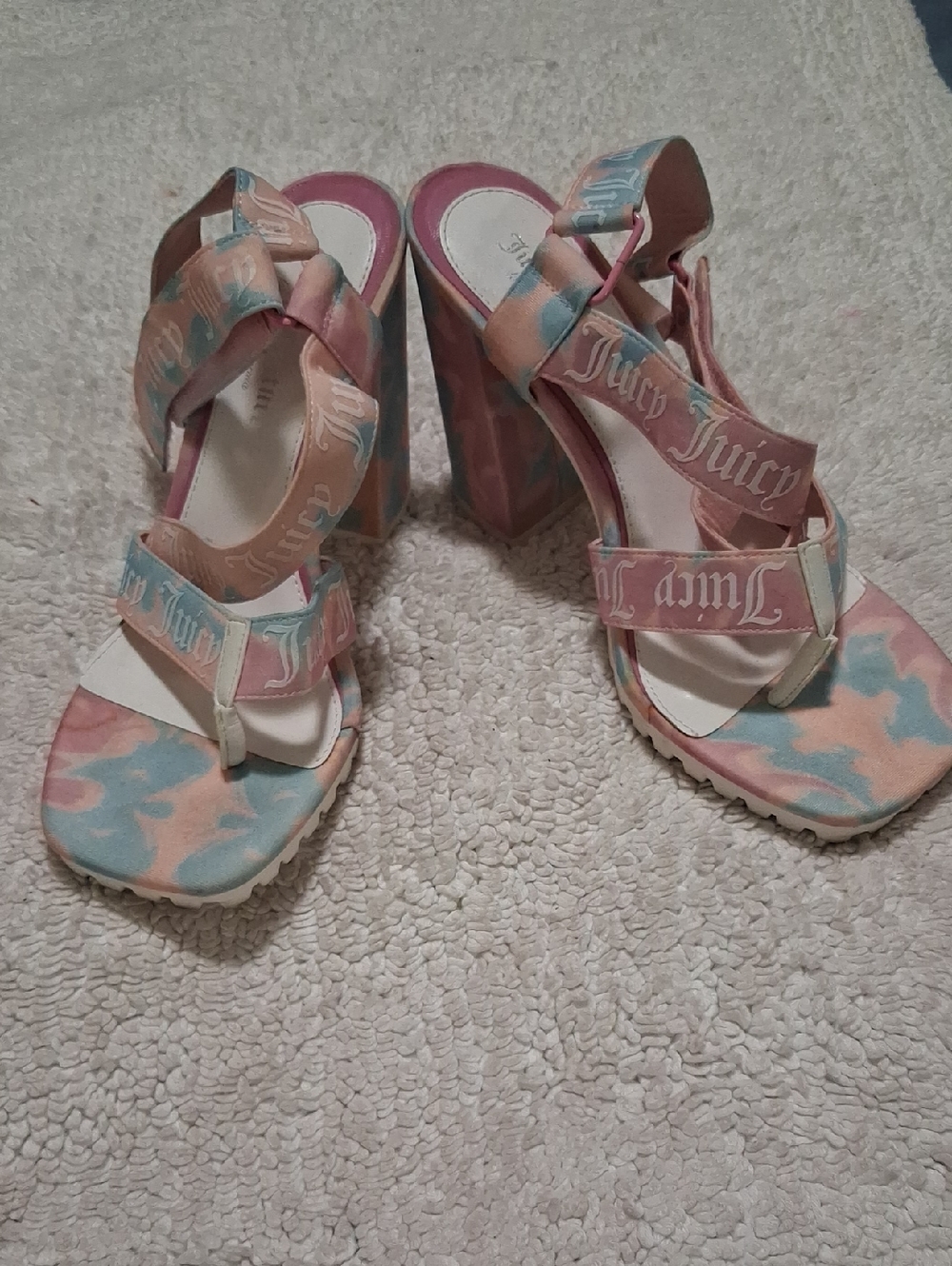 Juicy Couture Pastel Pink & Blue Platform Wedge Sandals